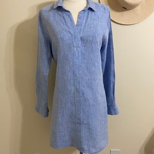 Blue Linen Shirt Dress